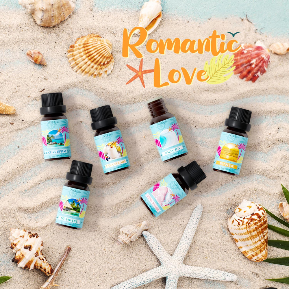 All six Soulorigin beach fragrance oils displayed together