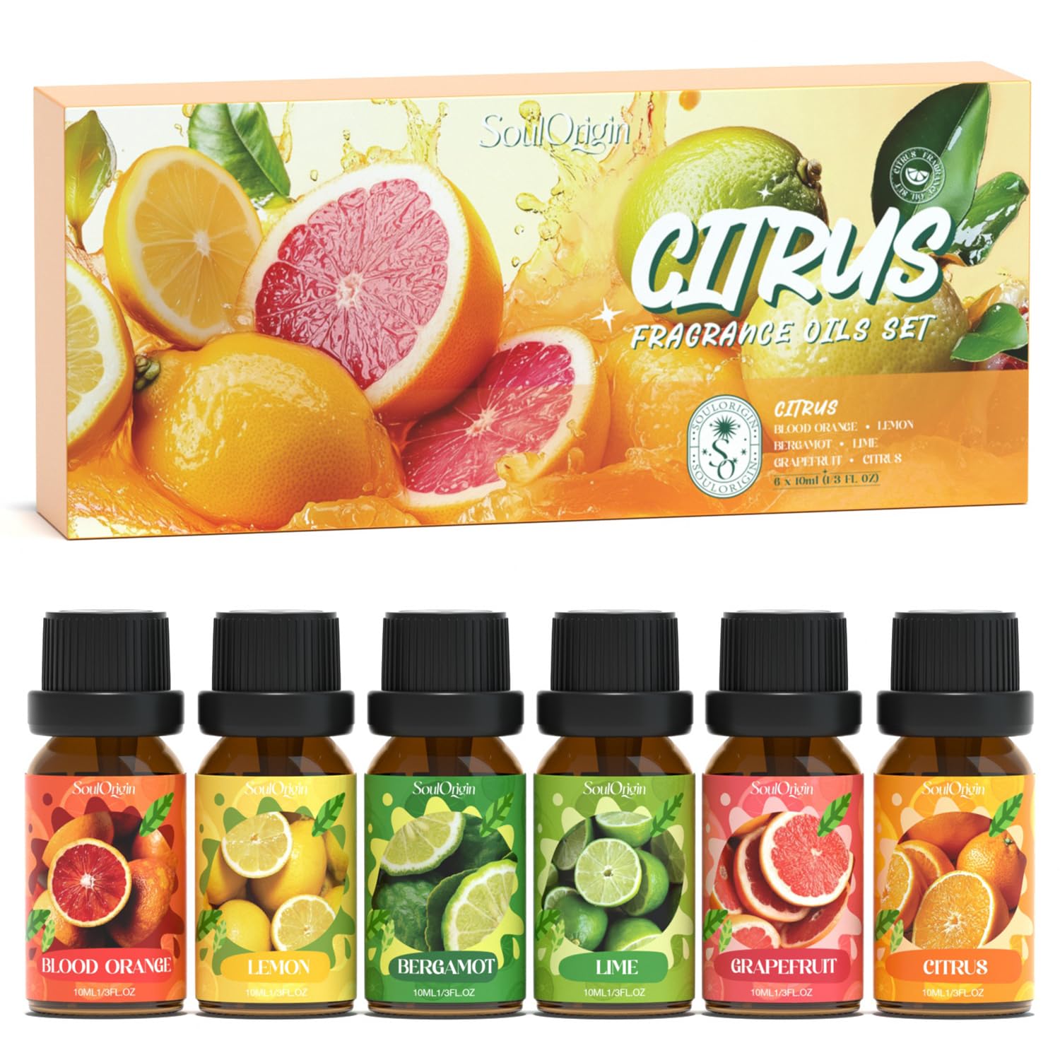 Blood orange essential oil bottle from Soulorigin Citrus Oils Set