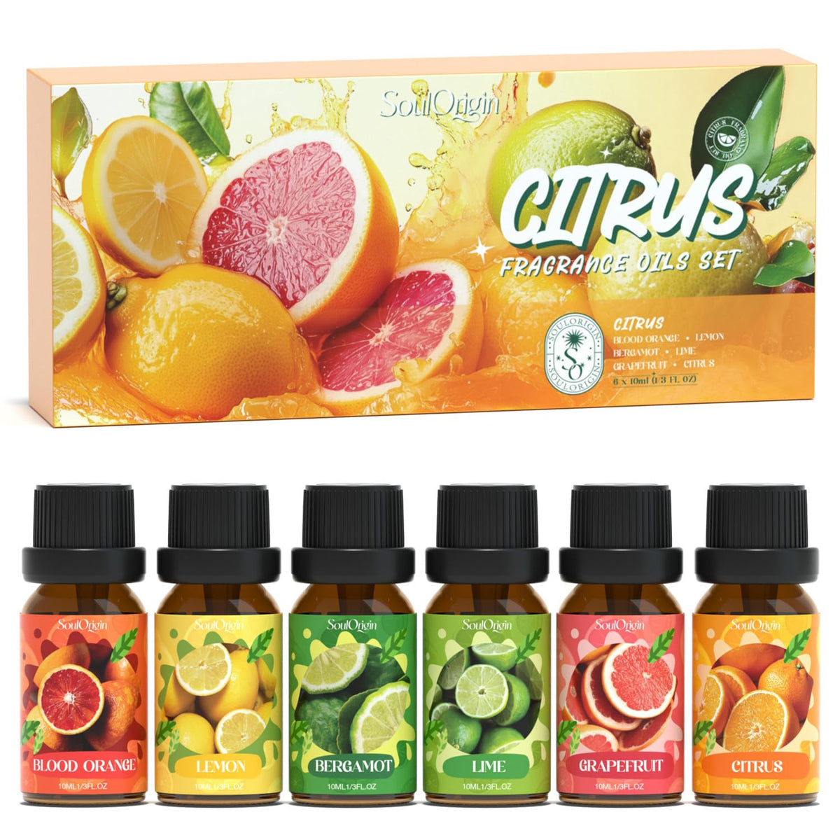Blood orange essential oil bottle from Soulorigin Citrus Oils Set
