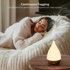 Diffuser in operation with 8-color lights and mist for ambient lighting