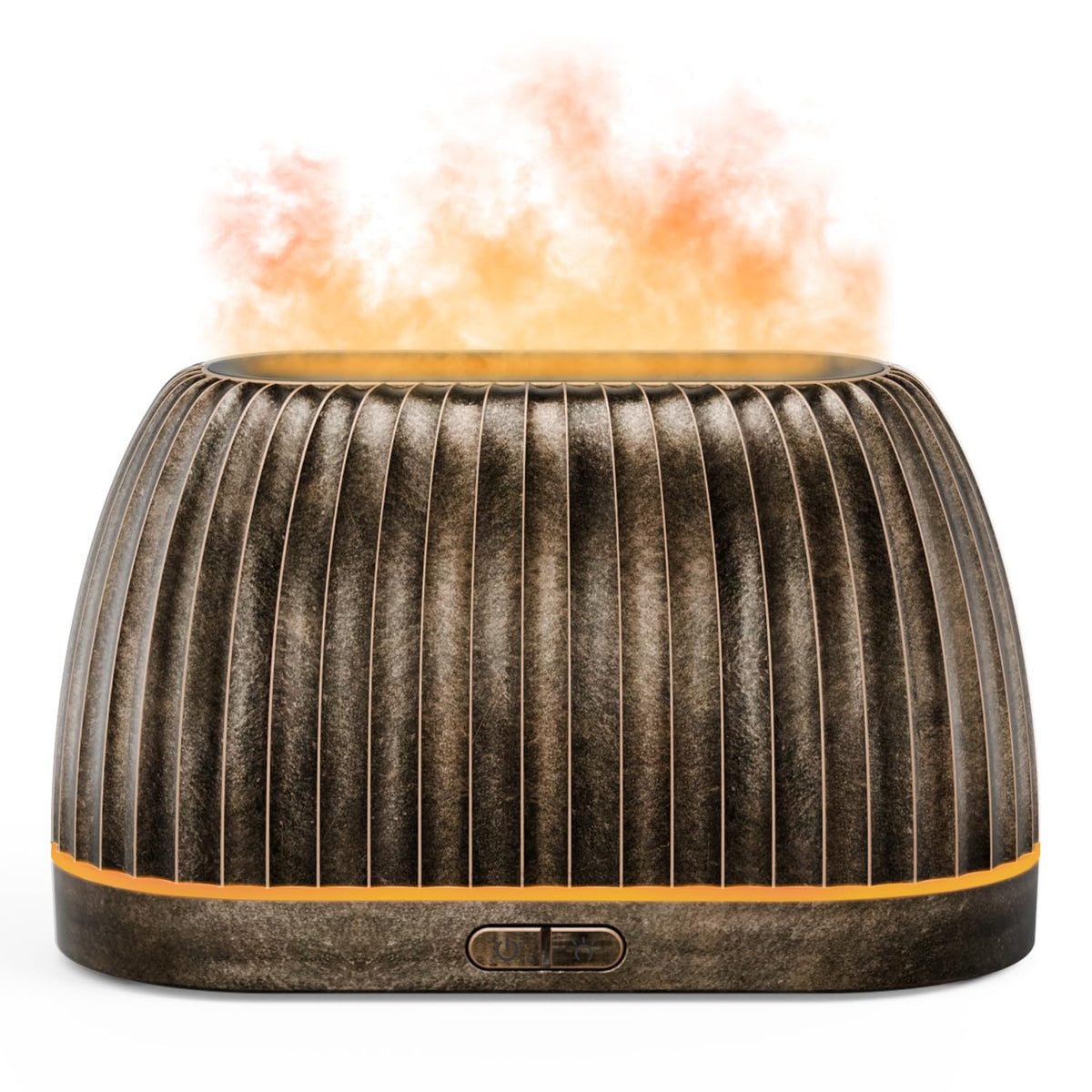 SOULORIGIN Essential Oil Diffuser in gold - front view with flame effect
