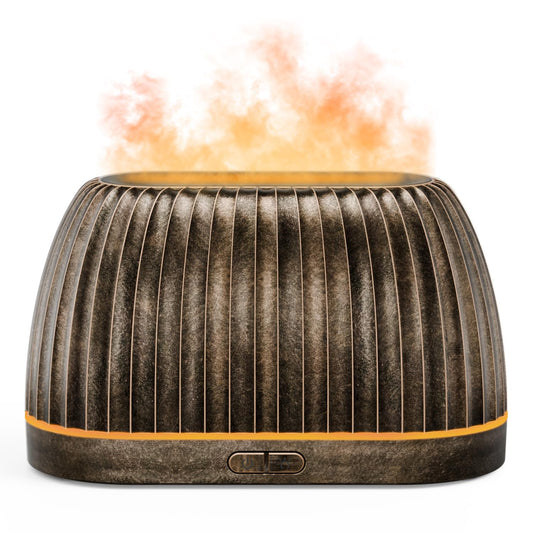 SOULORIGIN Essential Oil Diffuser in gold - front view with flame effect