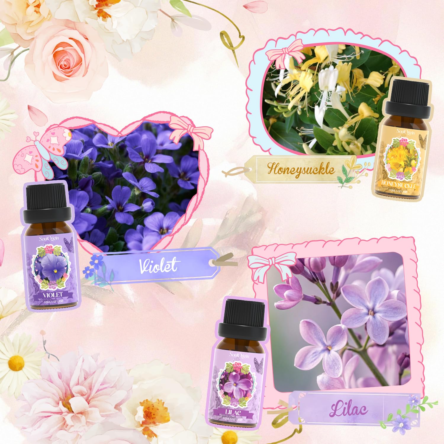 Gardenia scented essential oil bottle from Soulorigin Floral Oils Set