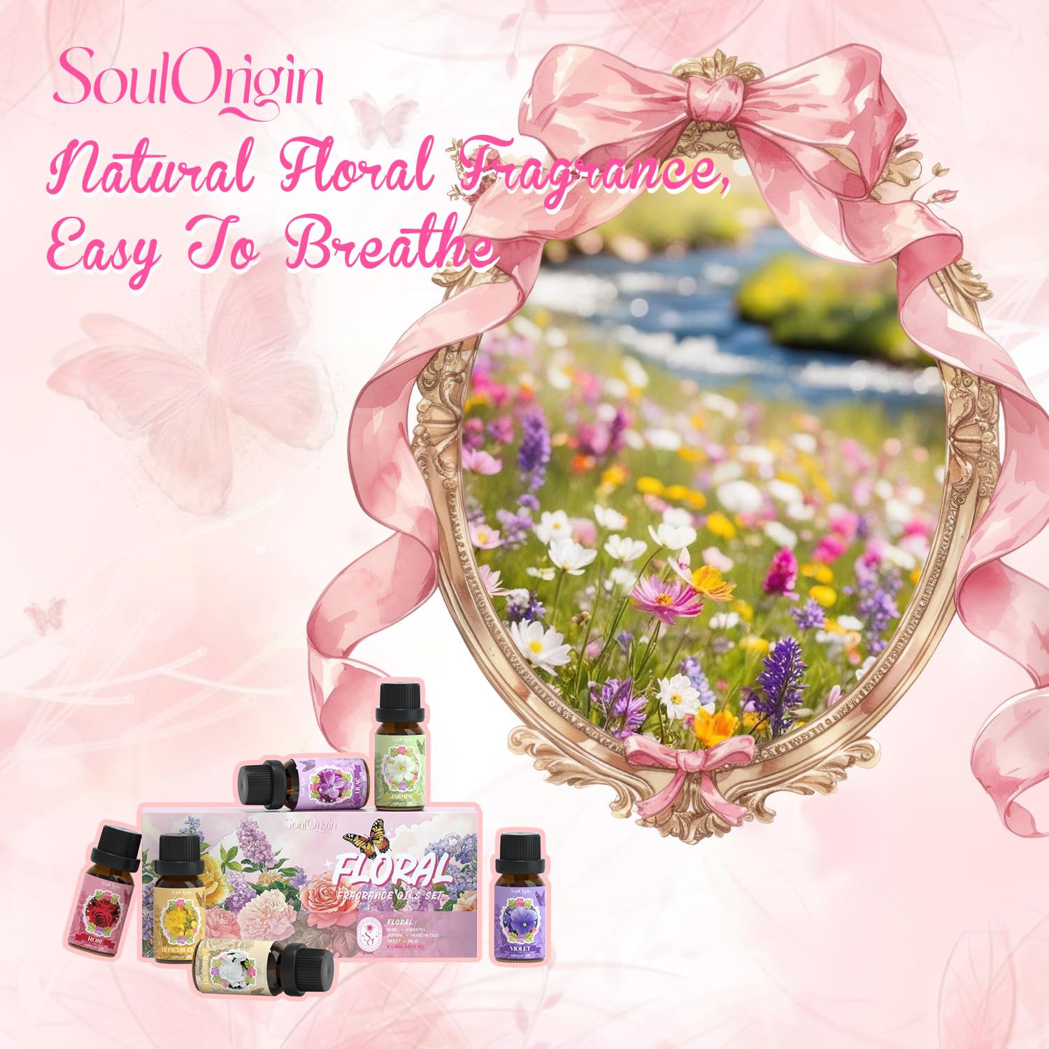 Lilac scented essential oil bottle from Soulorigin Floral Oils Set