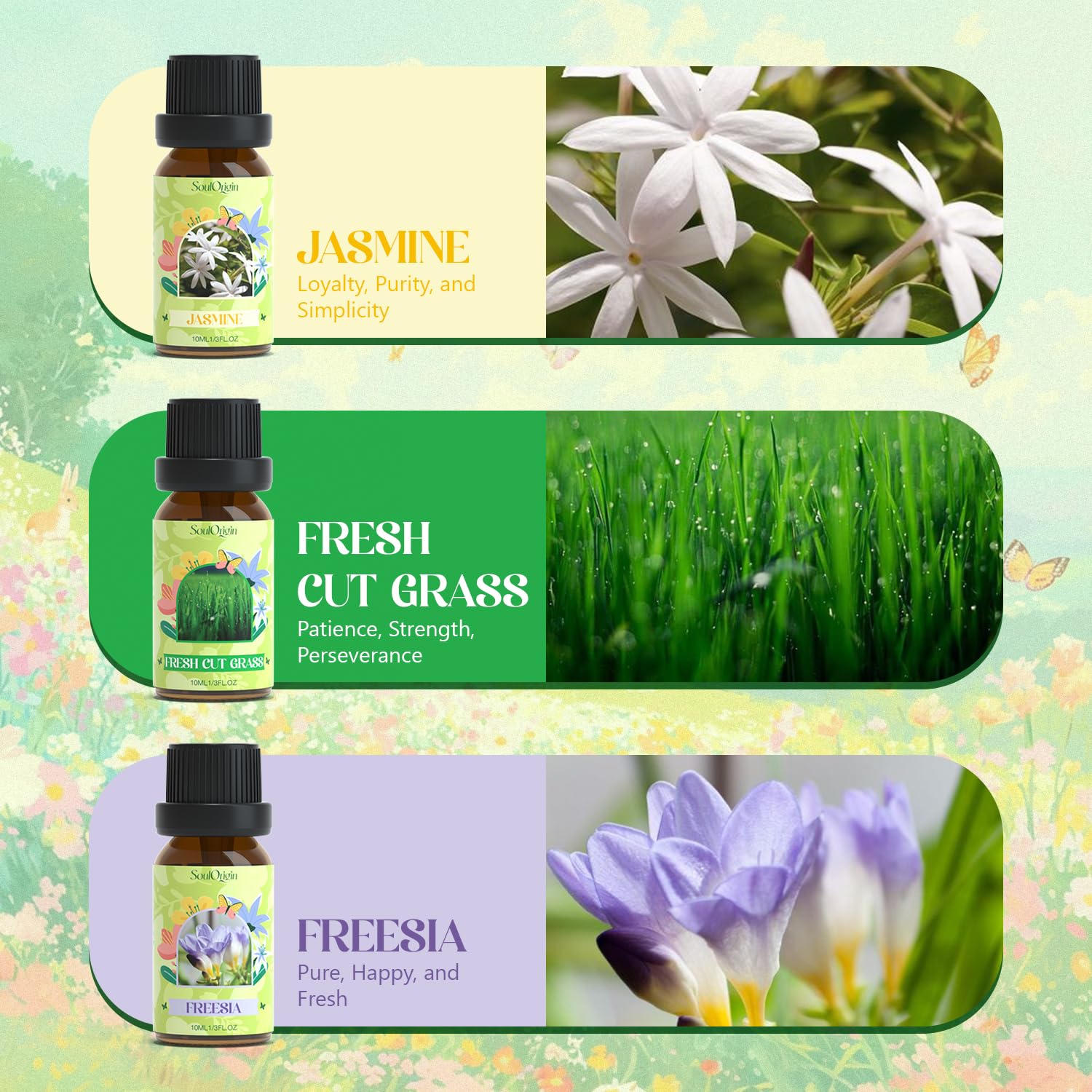 Freesia scented essential oil bottle