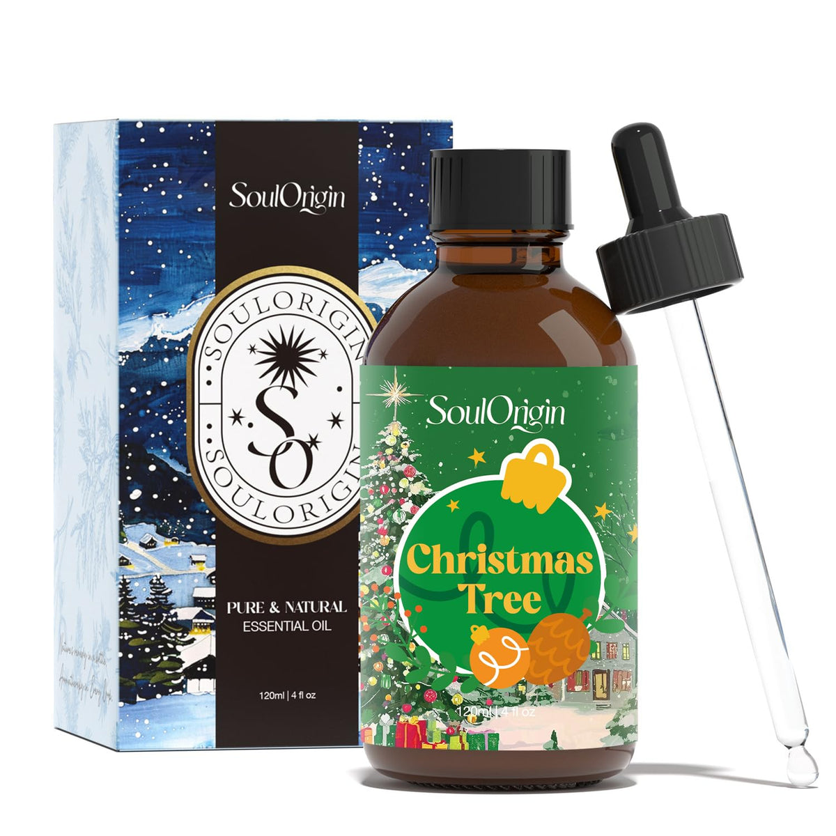 SoulOrigin Winter Christmas Tree Essential Oil 120ml bottle on white background