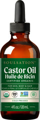 SOULSATION castor oil 4oz bottle – pure and versatile for skin and lash care