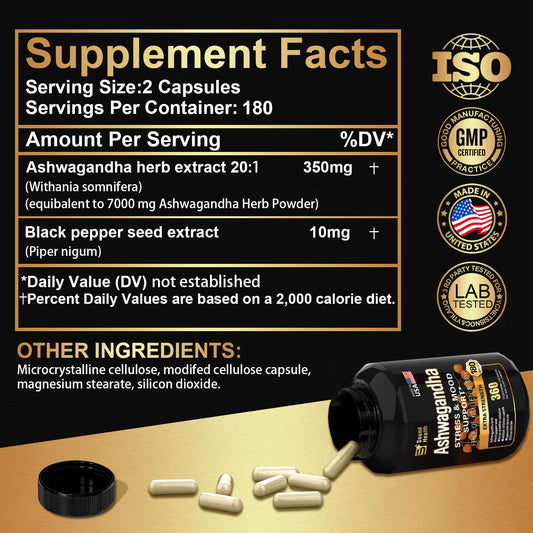 Ashwagandha capsules highlighting immune support benefits