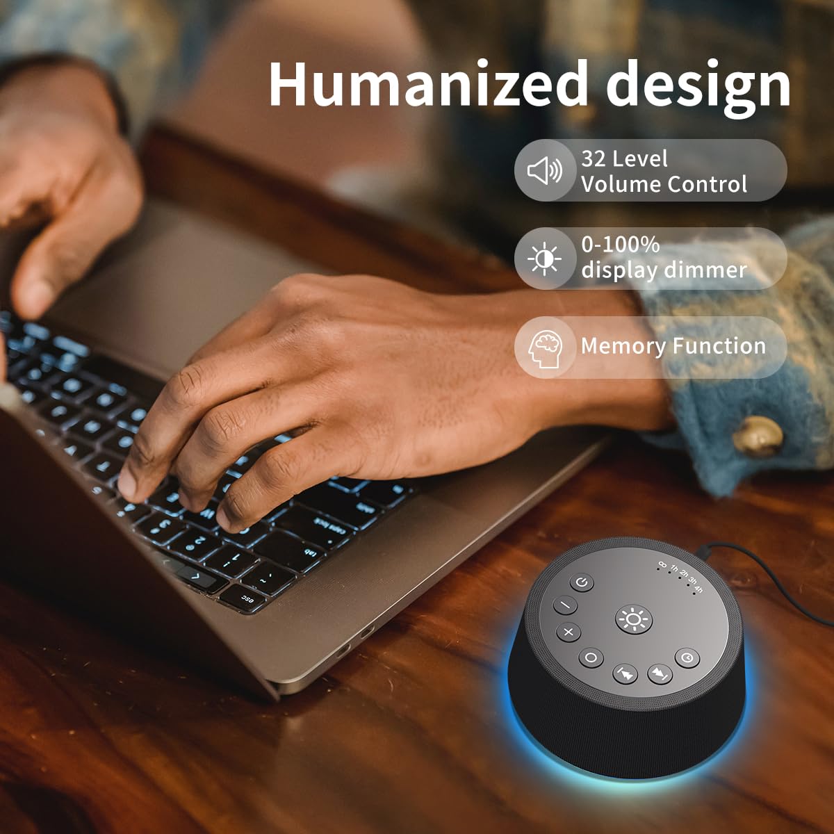 SoundLegend five timer options with continuous and auto-off modes for flexible use