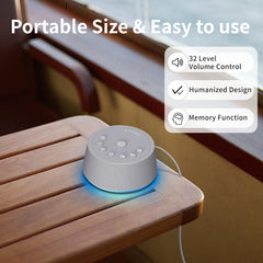SoundLegend Sleep White Noise Machine remembers previous settings for quick setup.