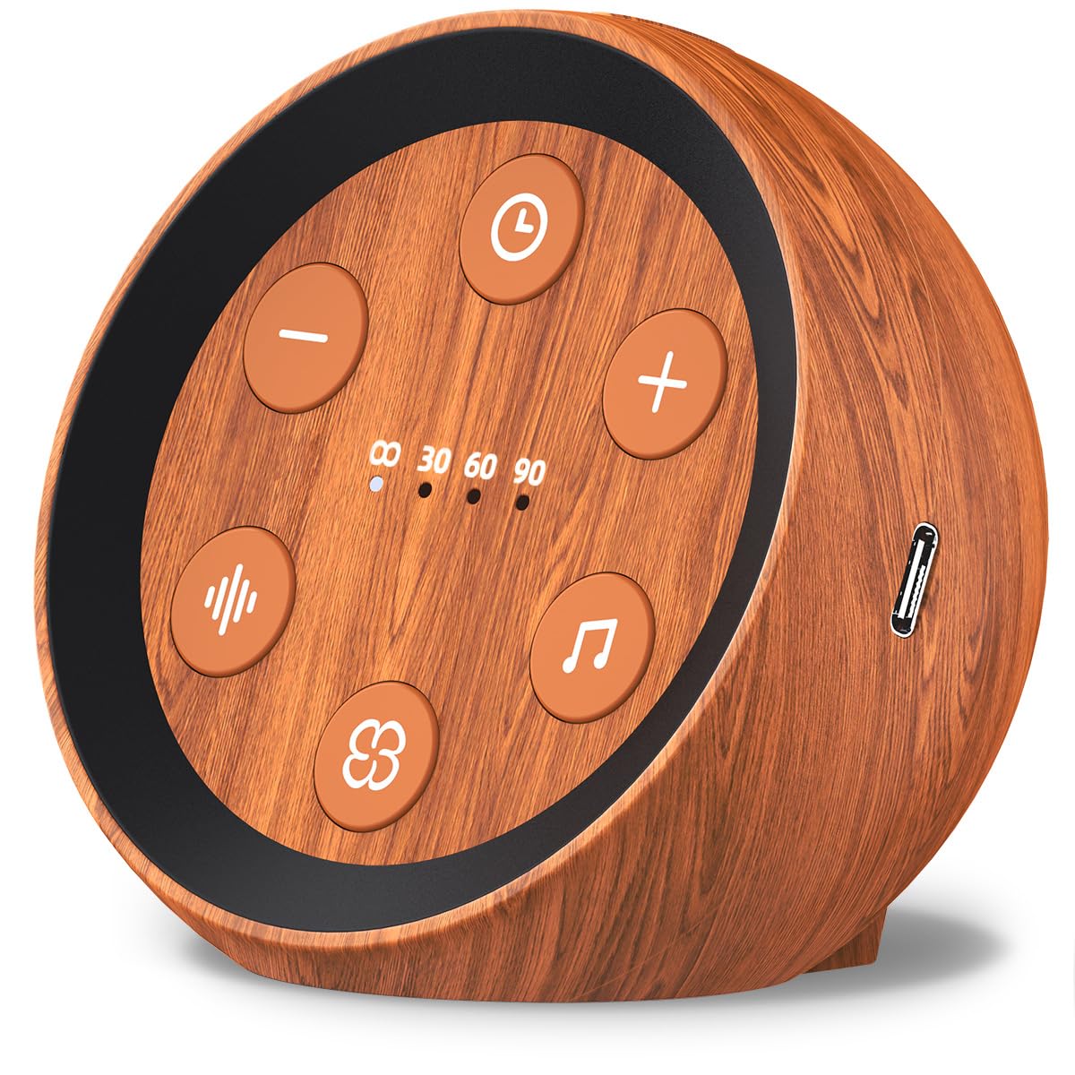 SoundMe battery-powered sound machine front view showcases travel-ready sleep aid with 32 sounds