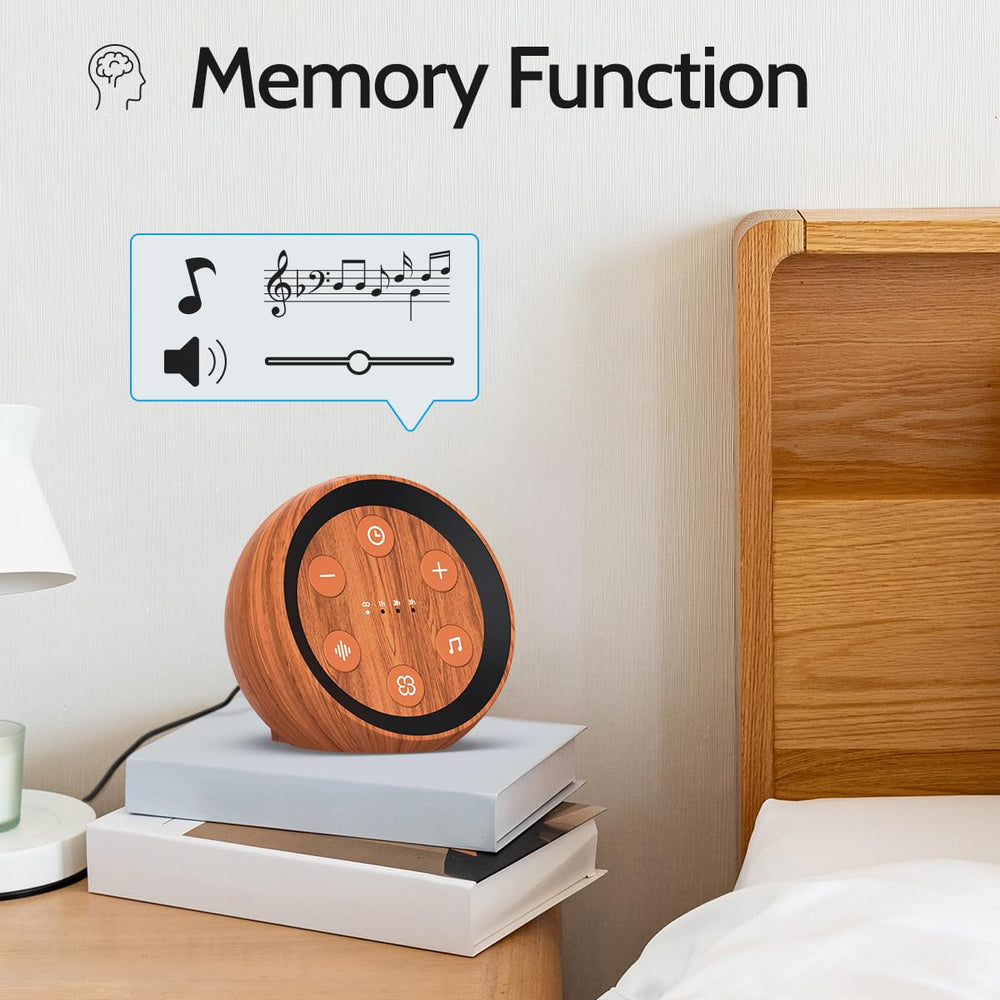 SoundMe timer and memory display highlights auto-off and saved preferences for convenience.