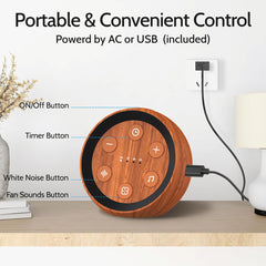 SoundMe travel-ready plug-in setup shown in hotel room for on-the-go quiet.