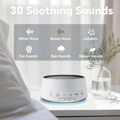 SoundMe sound machine sounds menu showcasing 30 options for customizable ambience