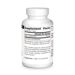 Close-up of Acetyl L-Carnitine bottle label showing 500mg