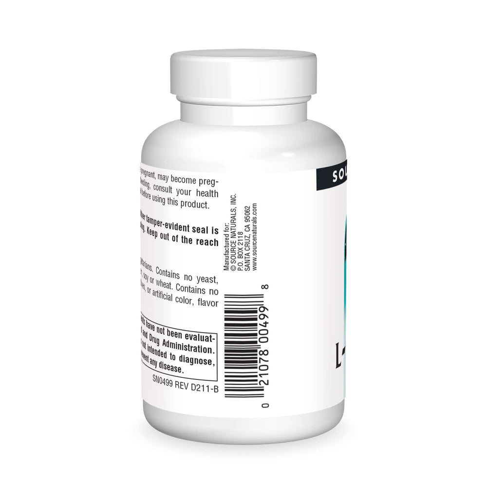 Supplement facts panel for Source Naturals Acetyl L-Carnitine 500mg