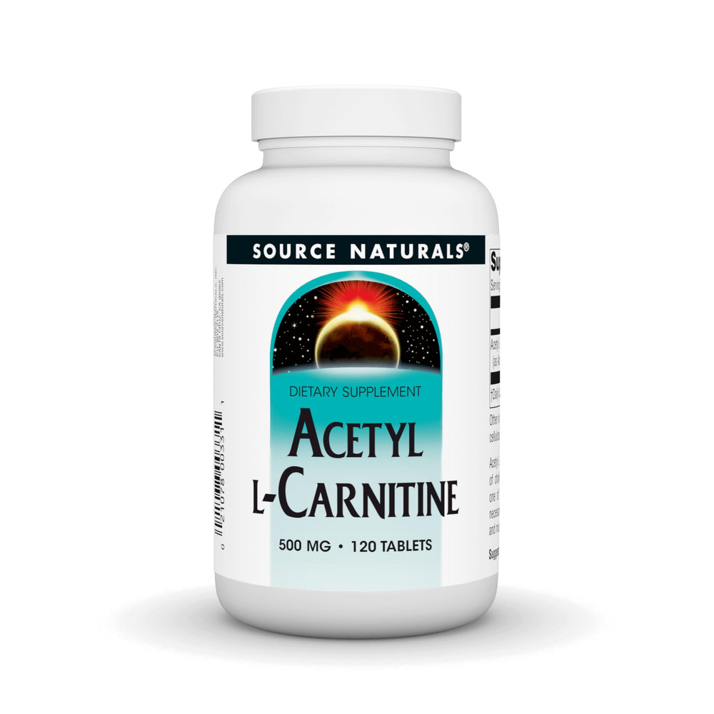 Bottle of Source Naturals Acetyl L-Carnitine 500 mg tablets, 120 count