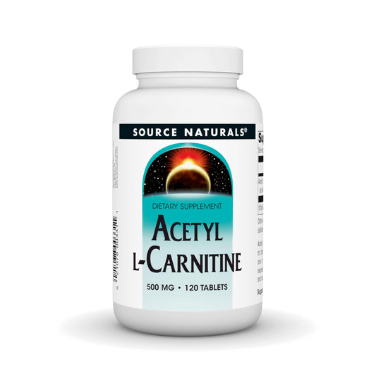 Bottle of Source Naturals Acetyl L-Carnitine 500 mg tablets, 120 count