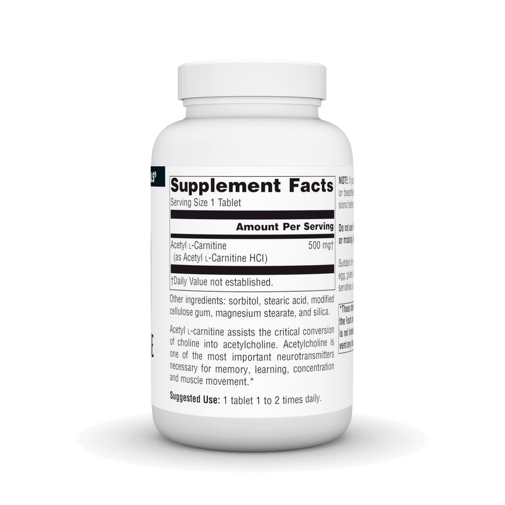 Close-up of a 500 mg Acetyl L-Carnitine tablet