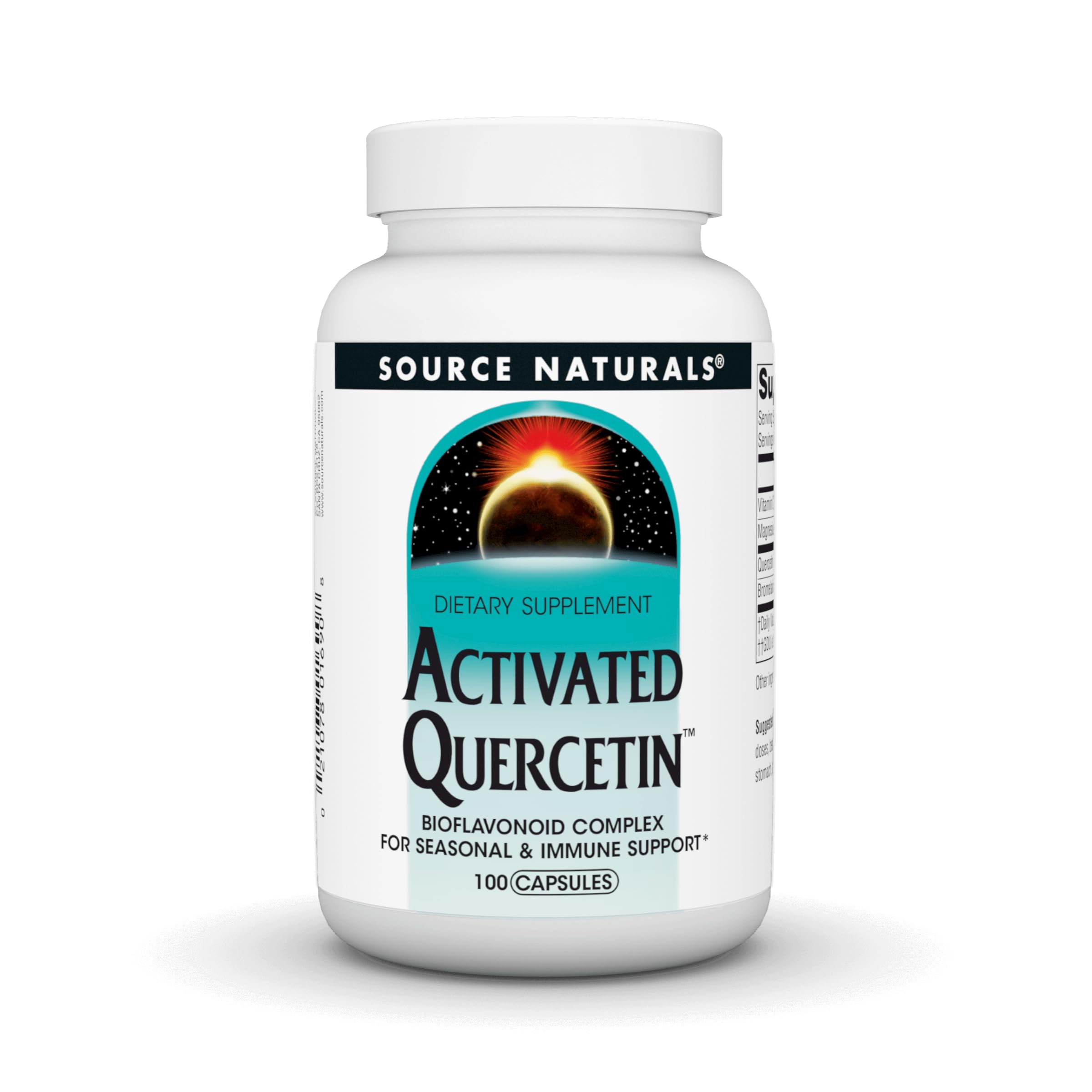 Front view of Source Naturals Activated Quercetin with Bioflavonoid Complex 100 capsules