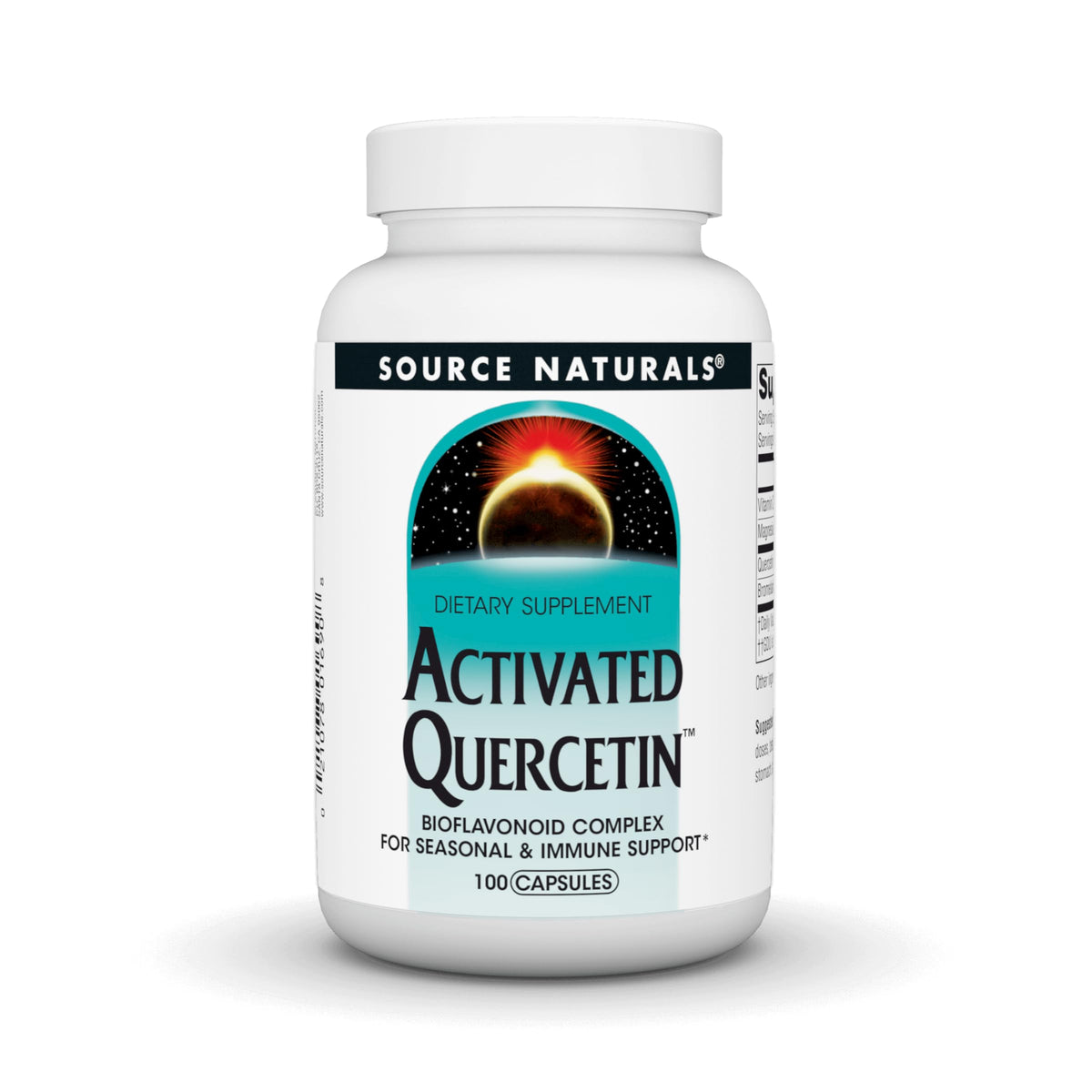 Front view of Source Naturals Activated Quercetin with Bioflavonoid Complex 100 capsules