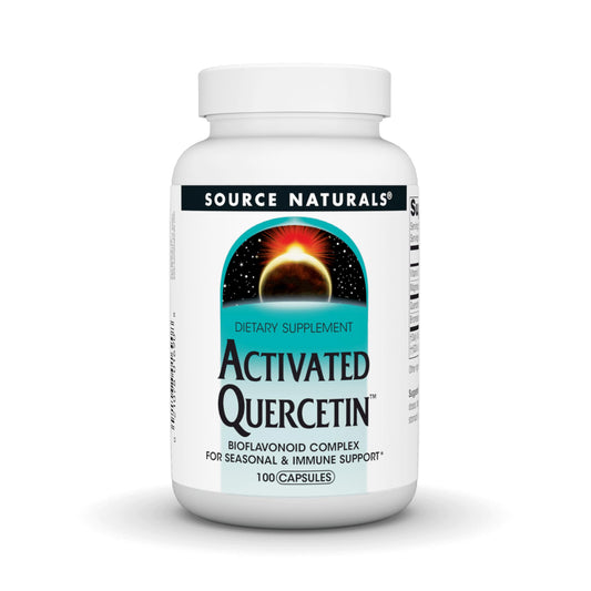 Front view of Source Naturals Activated Quercetin with Bioflavonoid Complex 100 capsules