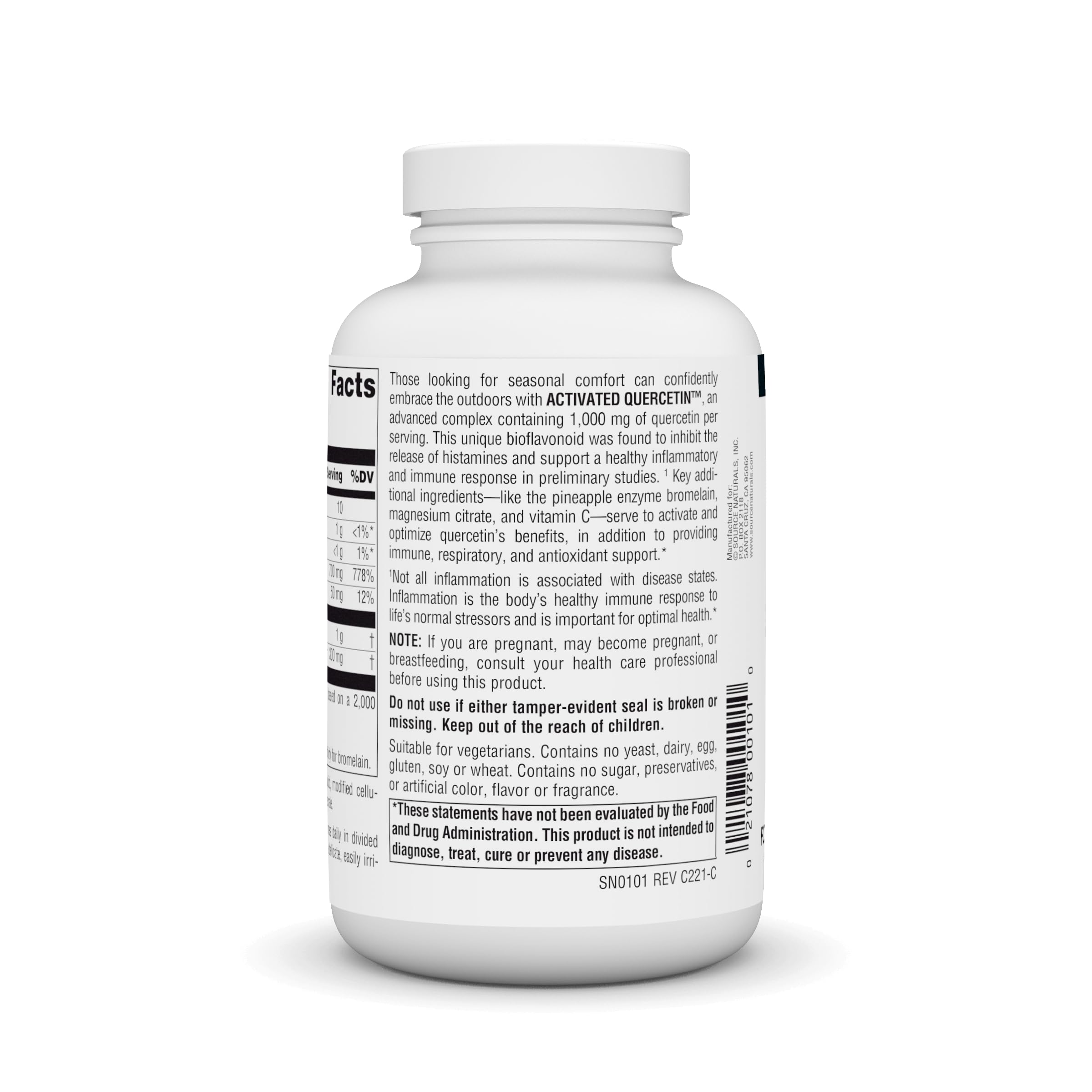 Diagram of quercetin bioflavonoid complex ingredients