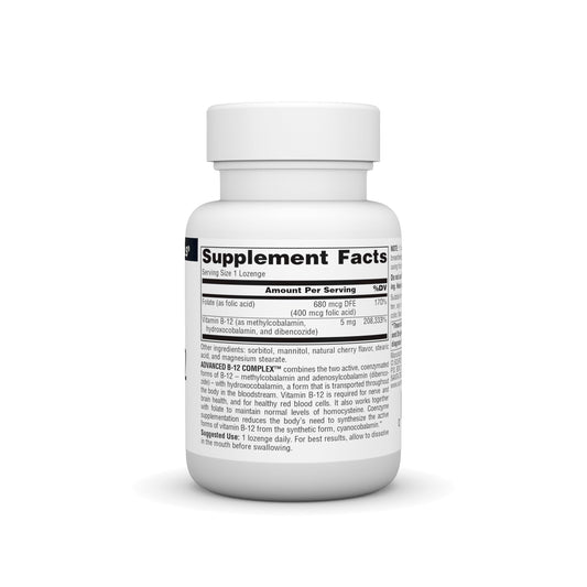 Product label highlighting coenzyme B-12 forms methylcobalamin and adenosylcobalamin