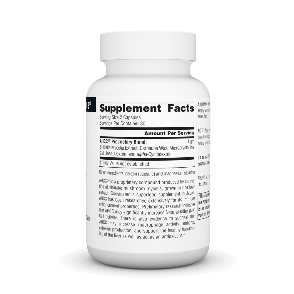 Side view of Source Naturals AHCC 500mg bottle