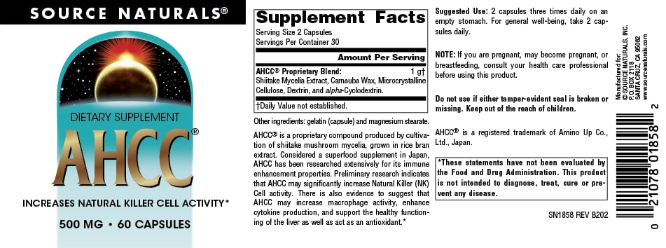 Close-up of AHCC 500mg capsules
