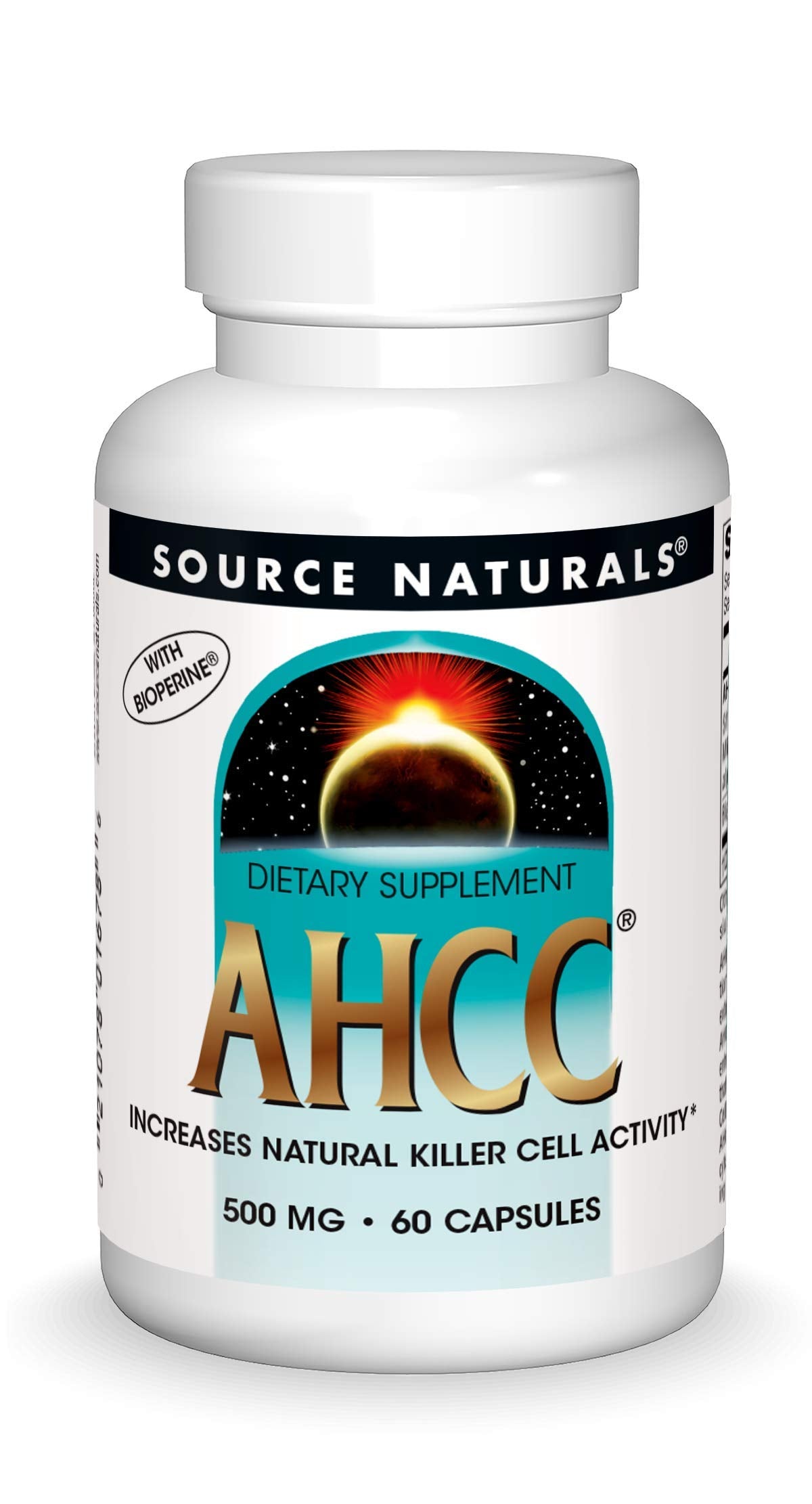 Bottle of Source Naturals AHCC with Bioperine 500 mg - 60 capsules (hero image)