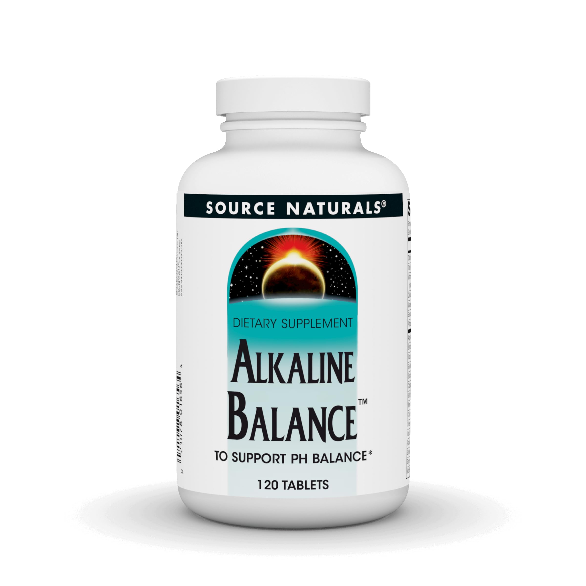 Bottle of Source Naturals Alkaline Balance to Support pH Balance 120 tablets