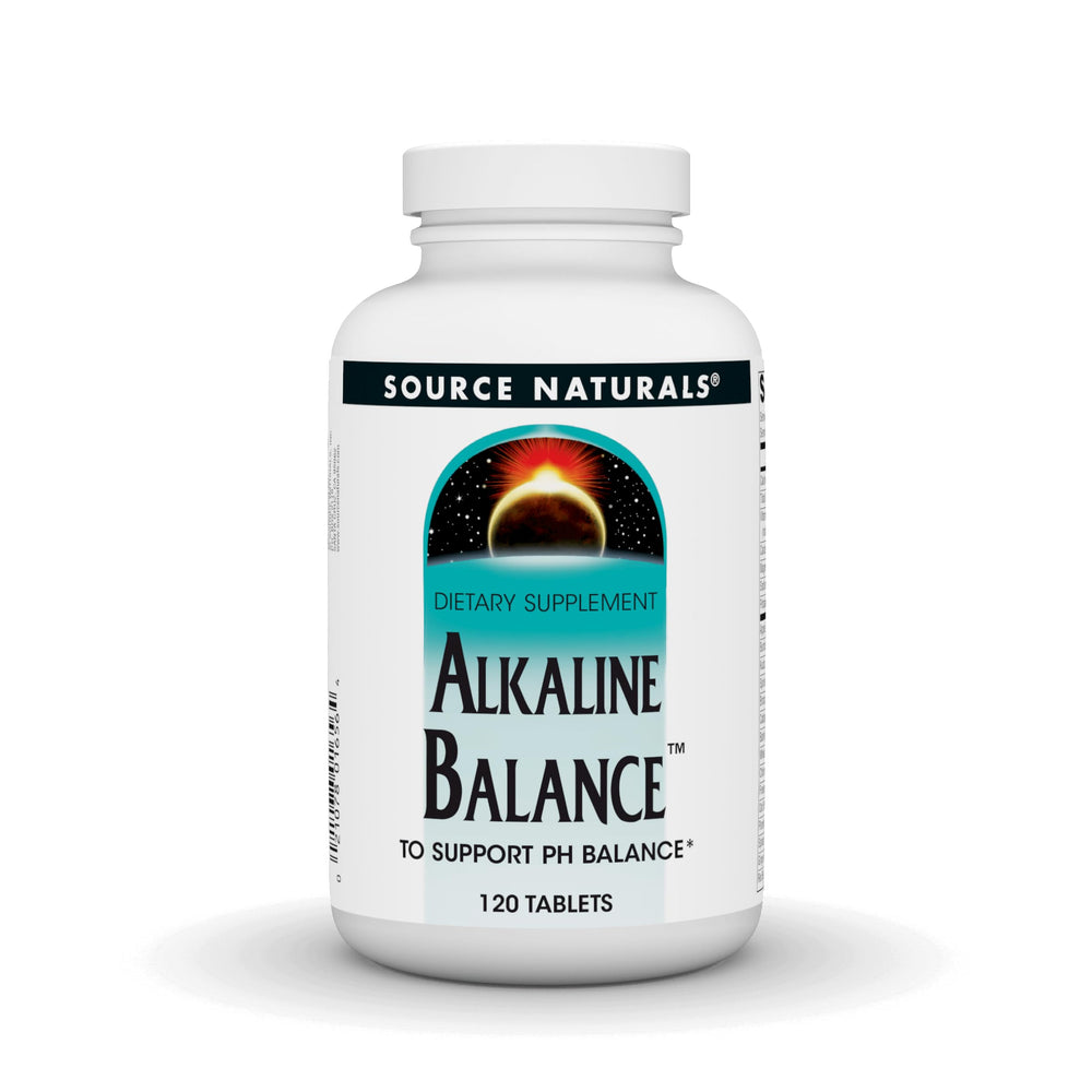 Bottle of Source Naturals Alkaline Balance to Support pH Balance 120 tablets