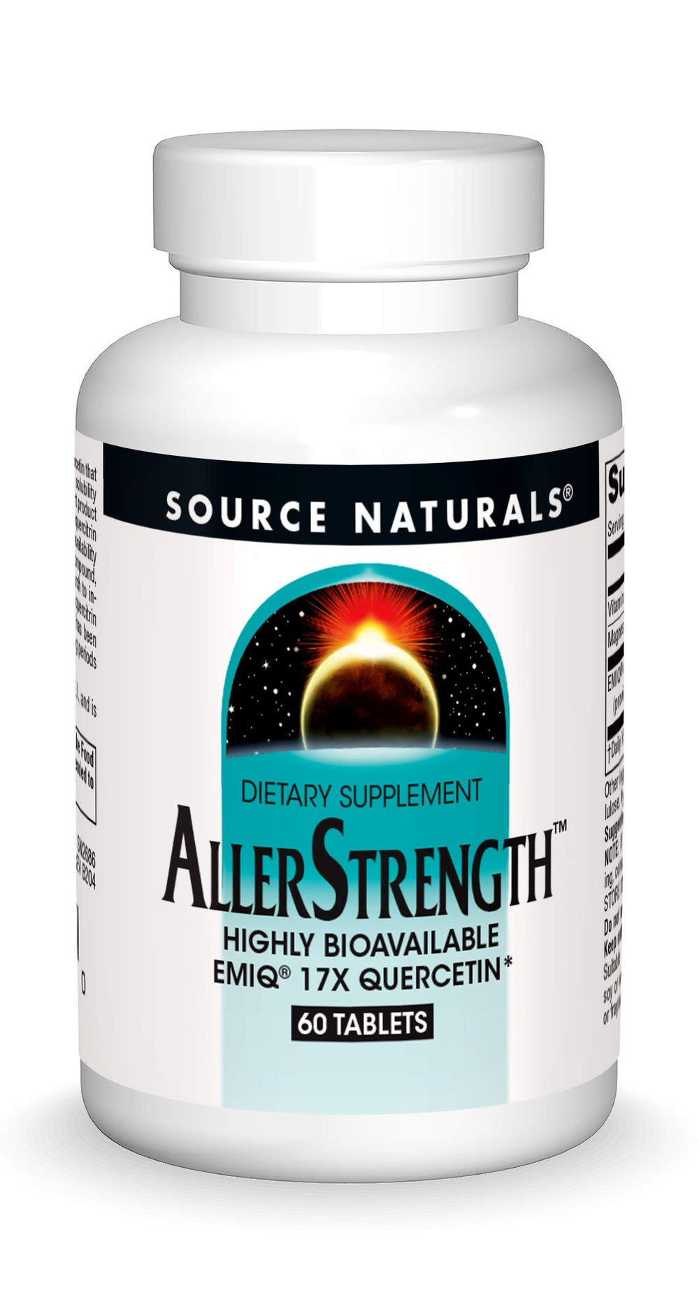 Front view of Source Naturals AllerStrength 60 tablets bottle