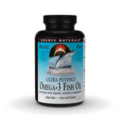 Front view of Source Naturals ArcticPure Ultra Potency Omega-3 Fish Oil bottle