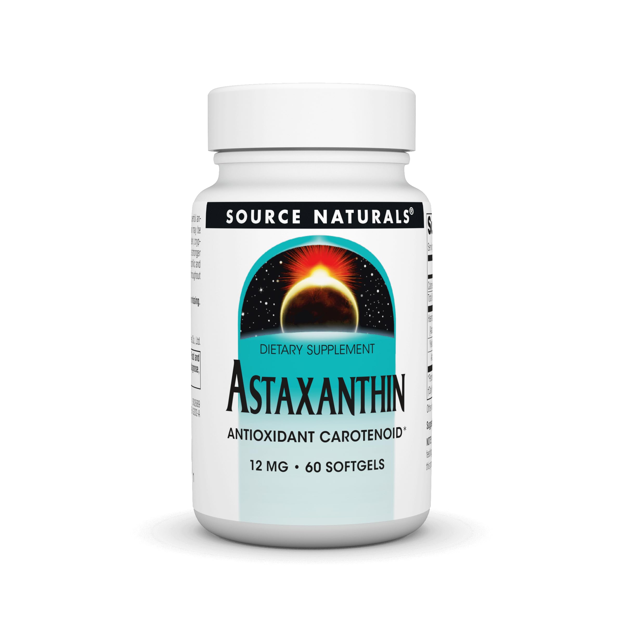 Bottle of Source Naturals Astaxanthin 12mg 60 softgels