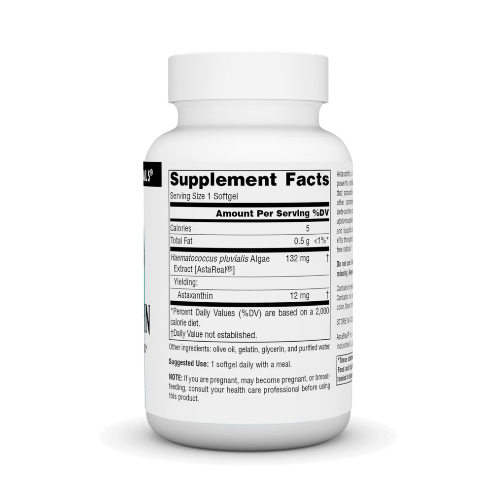 Close-up of Astaxanthin 12mg softgel capsules