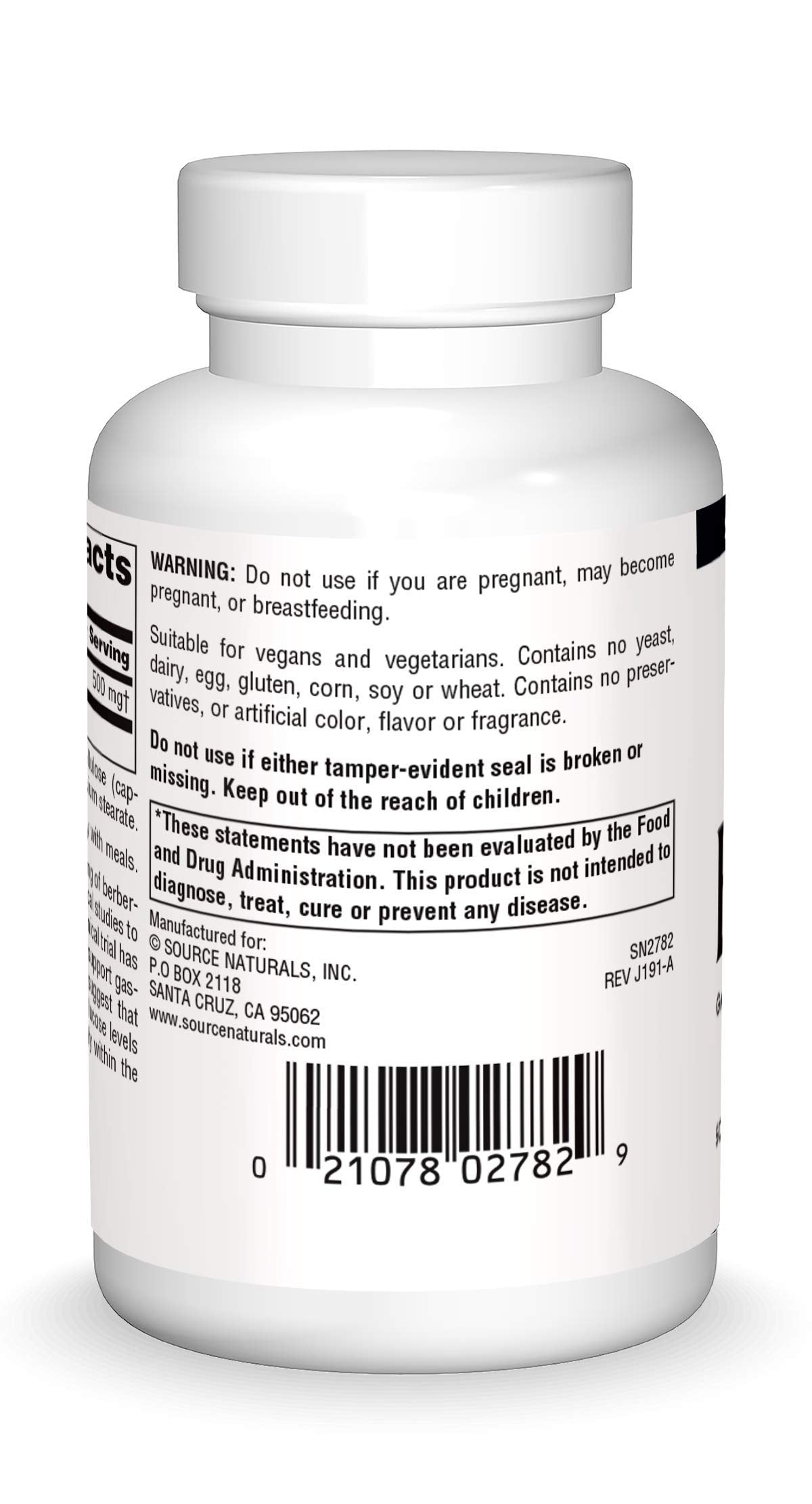 Close-up of berberine hydrochloride label