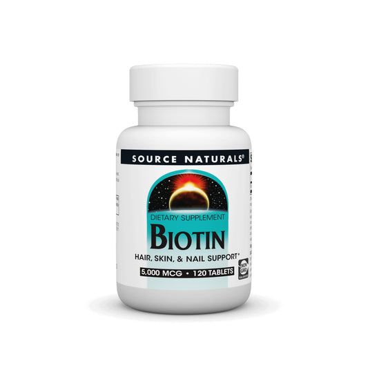 Source Naturals Biotin 5000 mcg bottle - front view