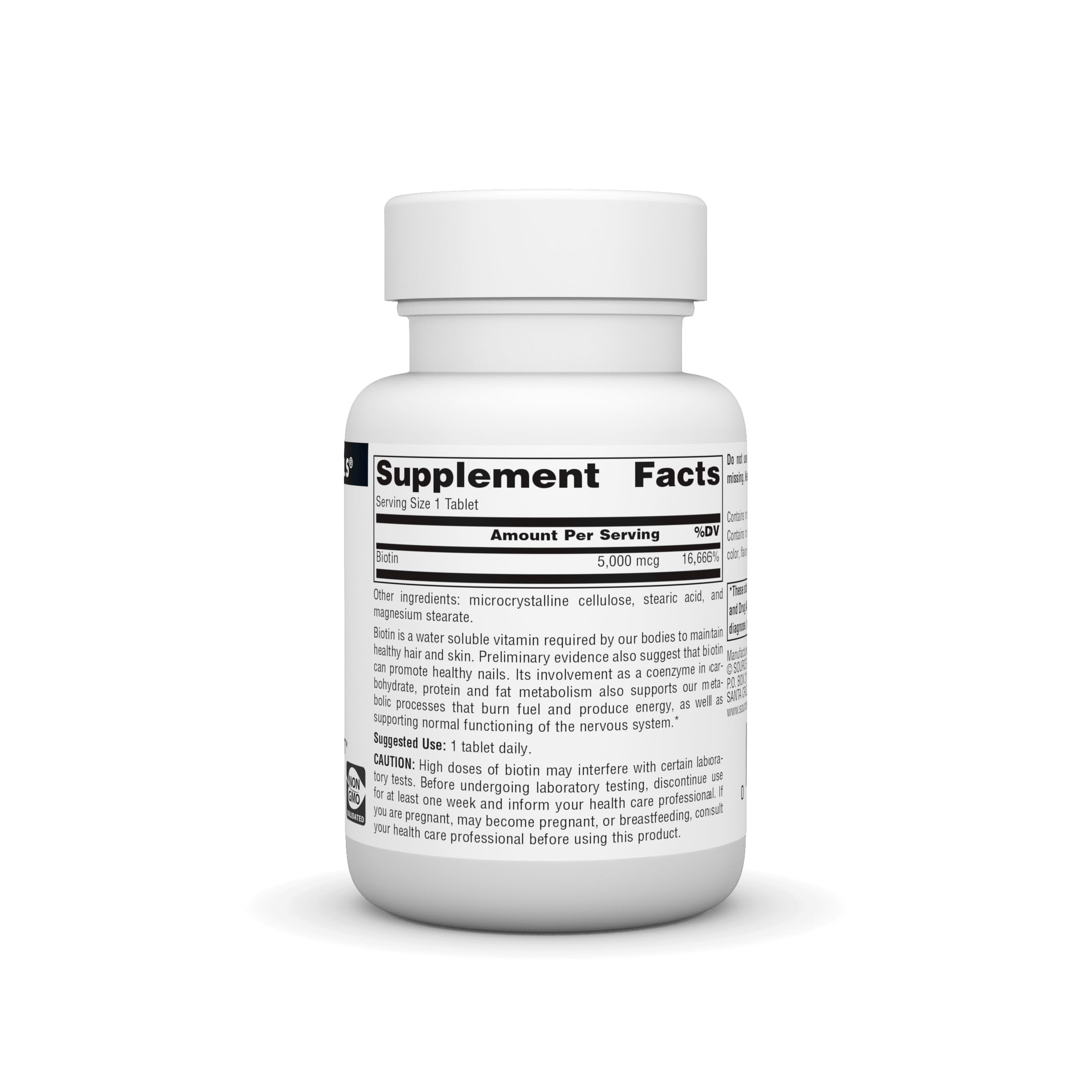 Biotin 5000 mcg bottle label close-up