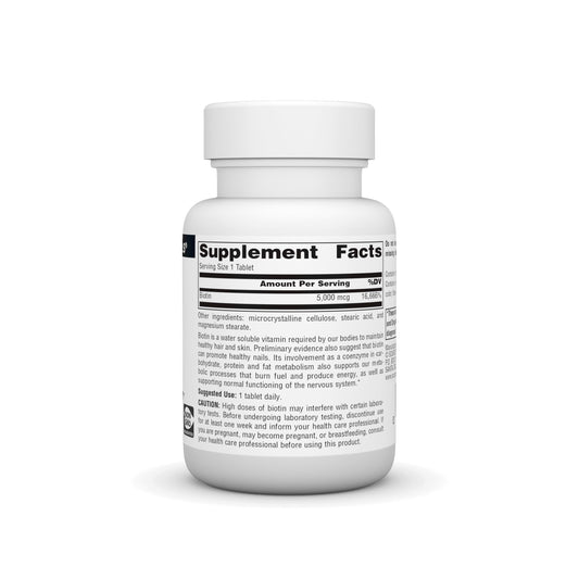 Biotin 5000 mcg bottle label close-up