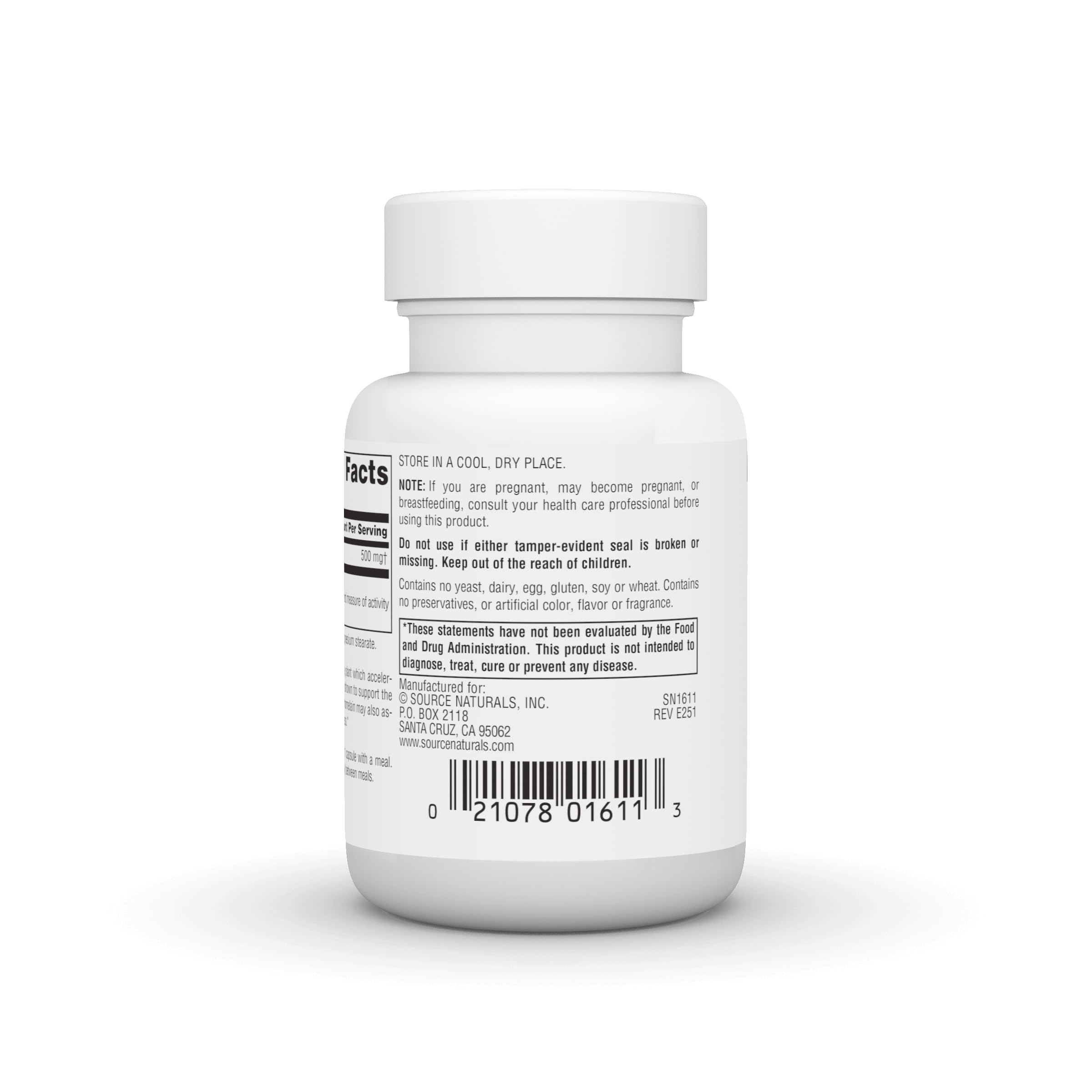 Close-up of Source Naturals Bromelain bottle label