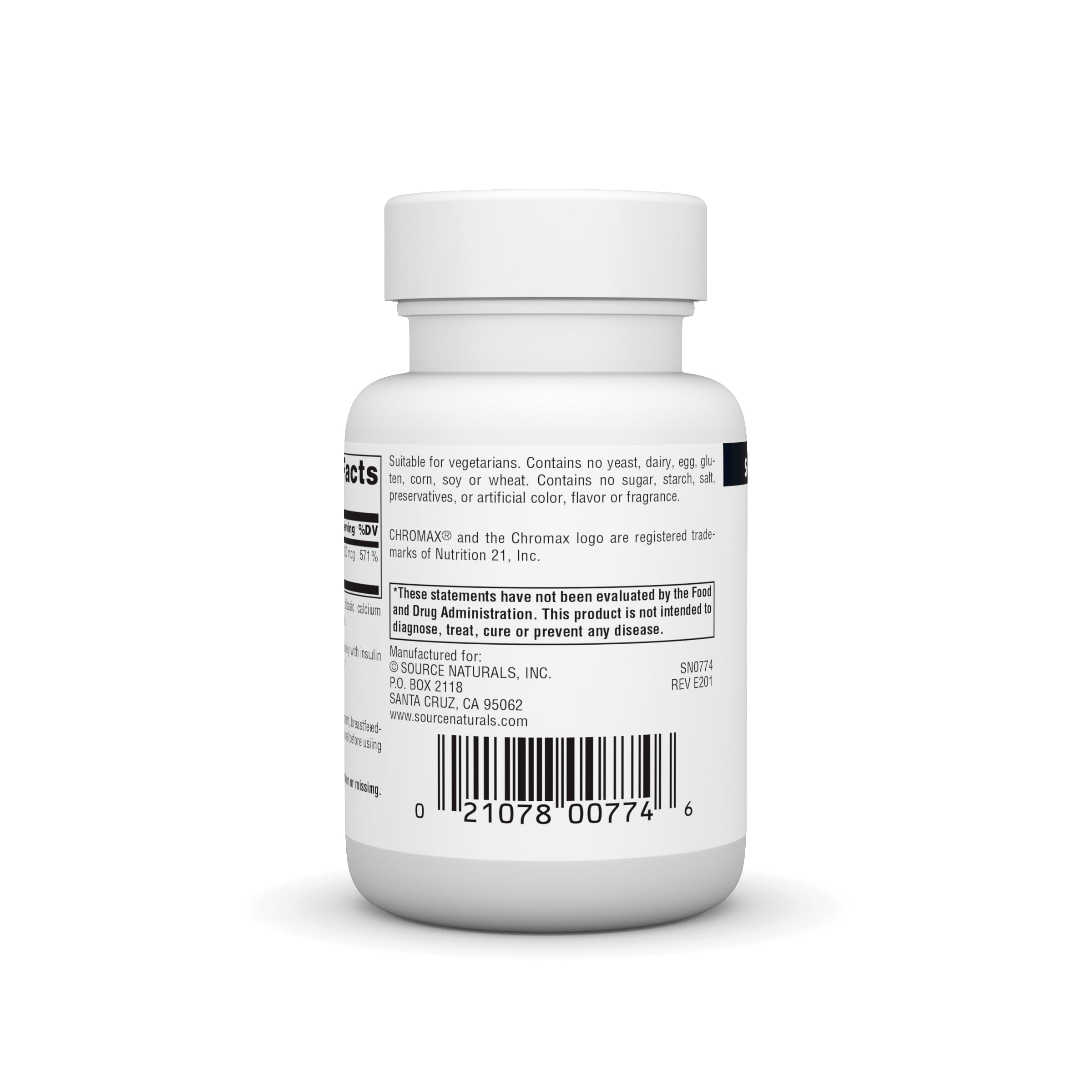 Chromax II Chromium Picolinate label and patent information