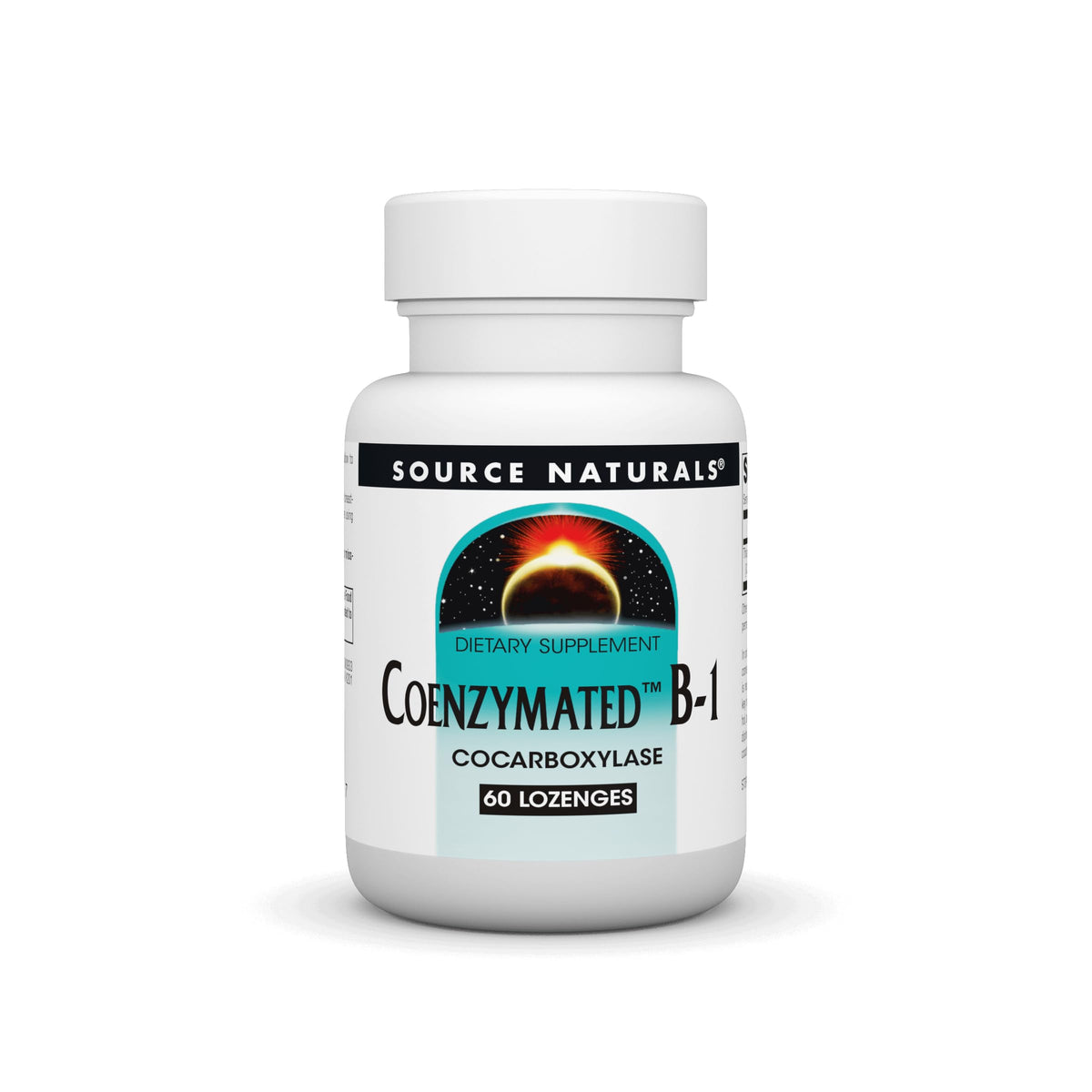 Bottle front view of Source Naturals Coenzymated B-1 25mg lozenges