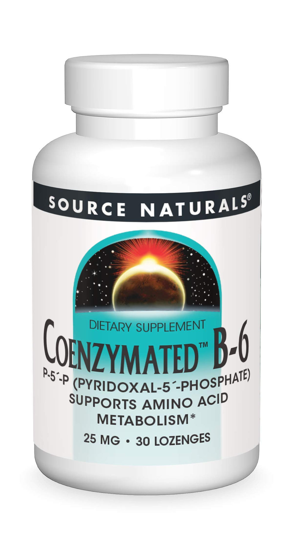 Source Naturals Coenzymated B-6 25 mg bottle with 30 lozenges