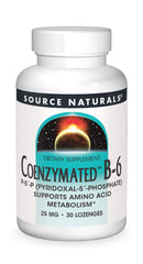 Source Naturals Coenzymated B-6 25 mg bottle with 30 lozenges