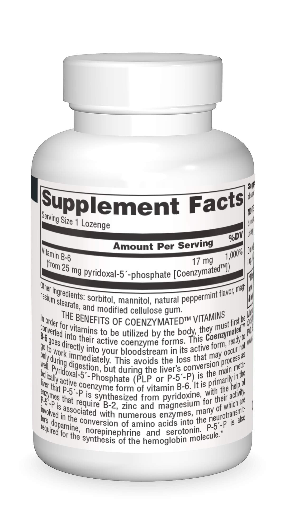 Label showing Pyridoxal-5-Phosphate active coenzyme form