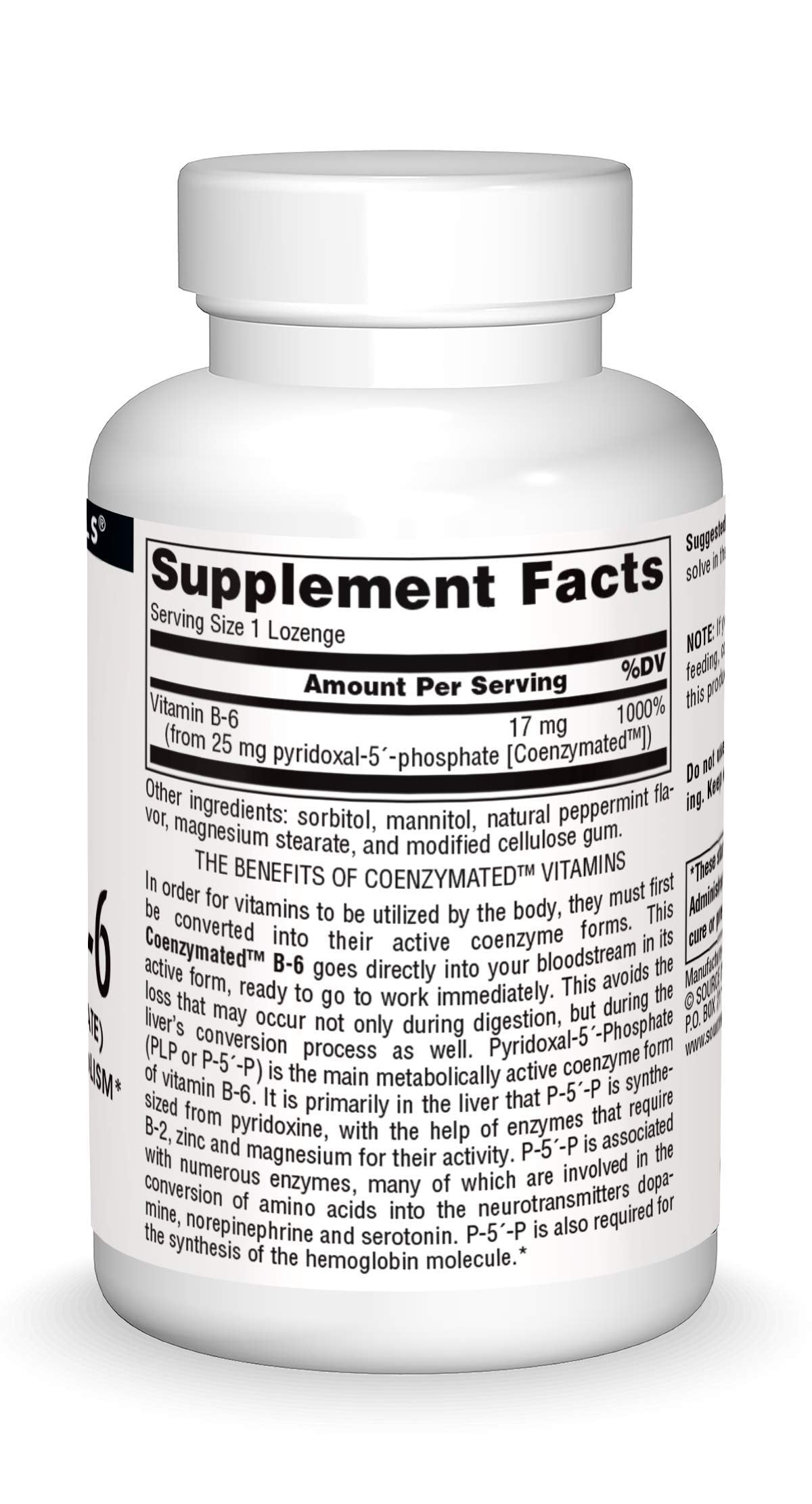 Bottle and label of Source Naturals Coenzymated B-6