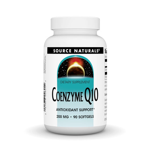 Bottle of Source Naturals CoQ10 200 mg softgels, 90-count.