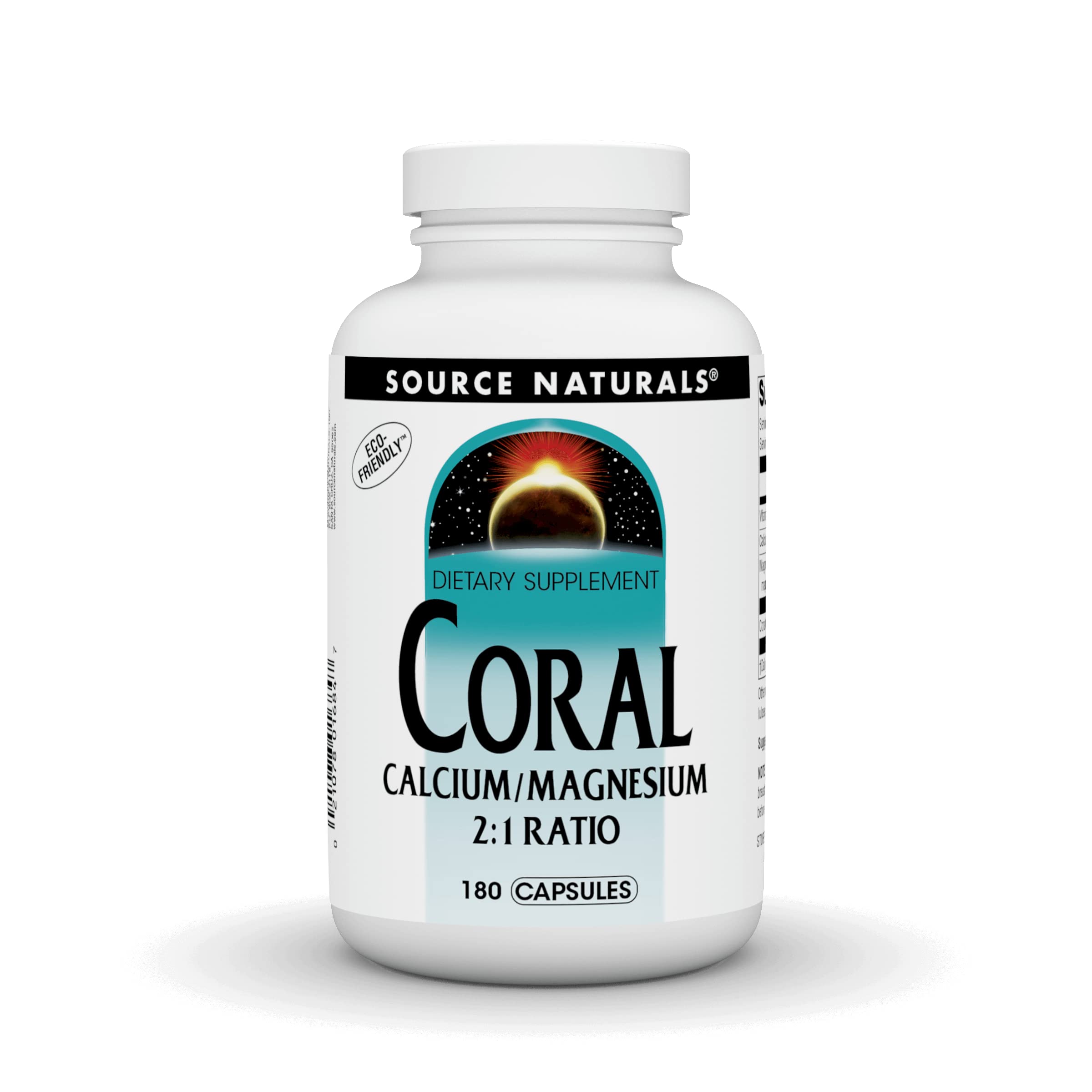 Bottle of Source Naturals Coral Calcium/Magnesium 2:1 ratio 180 capsules